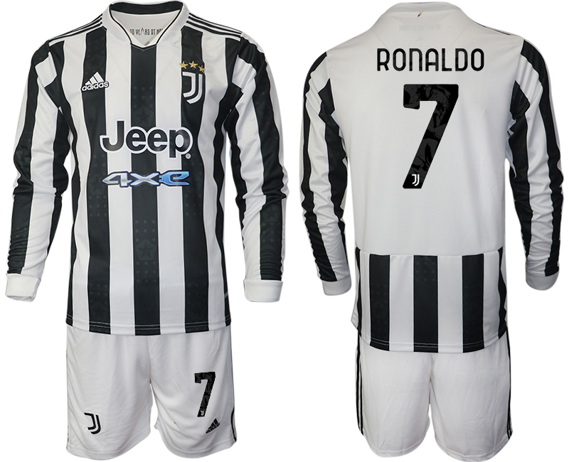 Men 2021-2022 Club Juventus home white Long Sleeve #7 Adidas Soccer Jersey->juventus jersey->Soccer Club Jersey